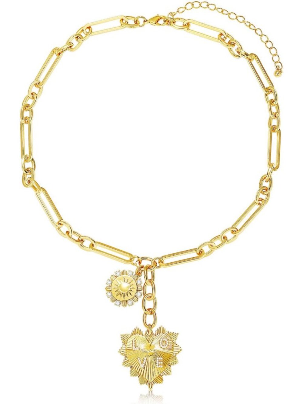 Chunky Gold Heart Necklace for Women | 18K Waterproof Statement Choker Jewelry